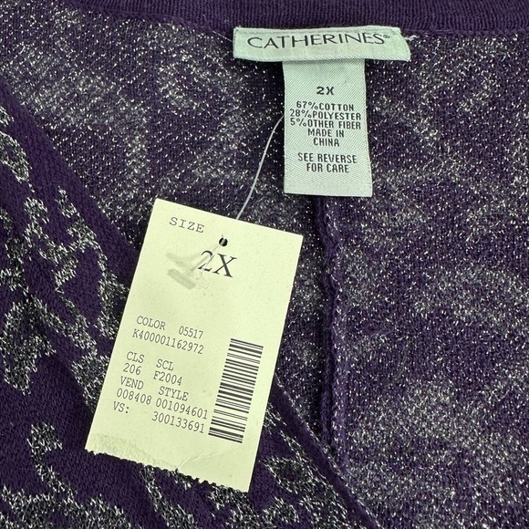 NWT Catherines knit metallic floral ruffle open front cardigan size 2X - Picture 6 of 8